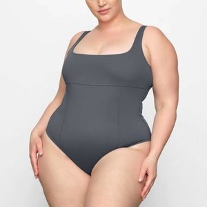 SKIMS Shaping Swim Tank One Piece in Gunmetal Size Medium